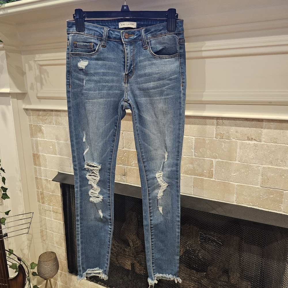 Kiki Larue Distressed Cropped Stretch Jean Size 3 Womens